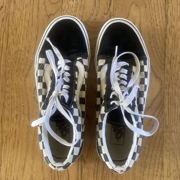 Vans Suede And Canvas Old Skool Classic Black Checkerboard Lace Up Shoes Men’s 7 - Picture 14 of 14